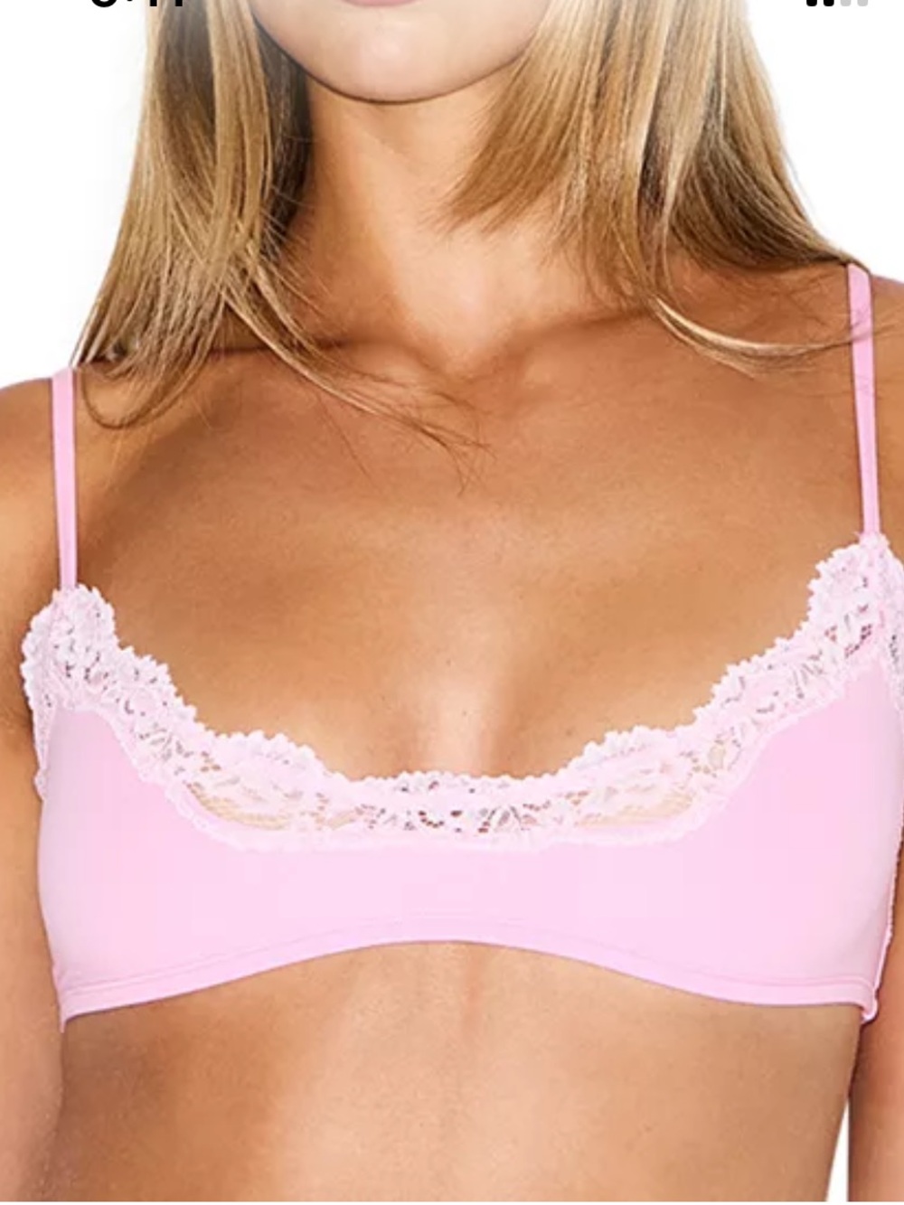 SKIMS Fits Everybody Lace Scoop Bralette in Pink Bubblegum Tonal size XL
